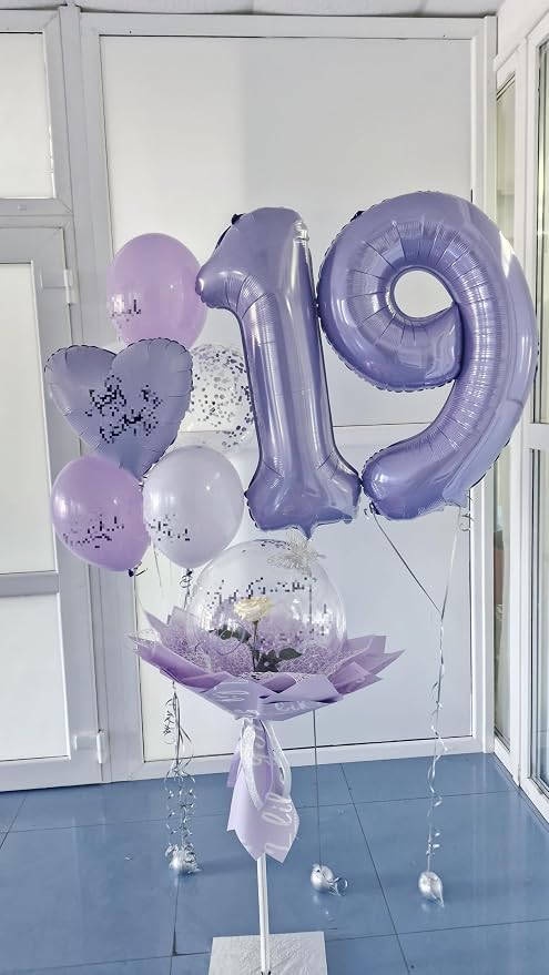 Lilac Number 9 Balloon 40 inch, Lavender Birthday Party Balloons Decorations | - Image 4