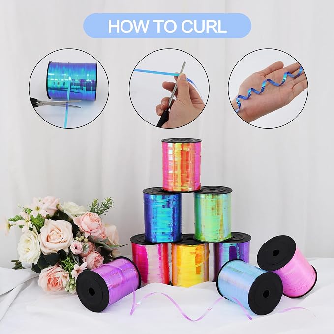 TONIFUL 500 Yards Iridescent Light Blue Curling Ribbon Balloon String | - Image 3