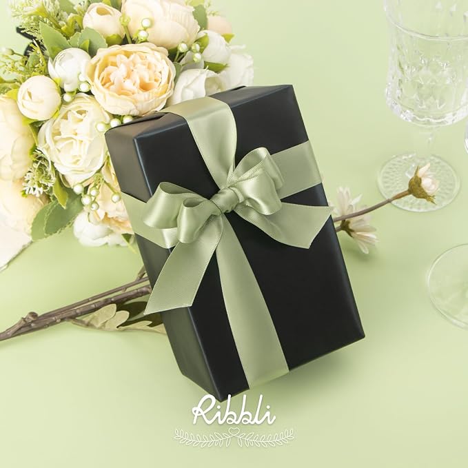 Ribbli Dusty Sage Satin Ribbon Double Faced Satin 1 Inch x Continuous 25 - Image 2