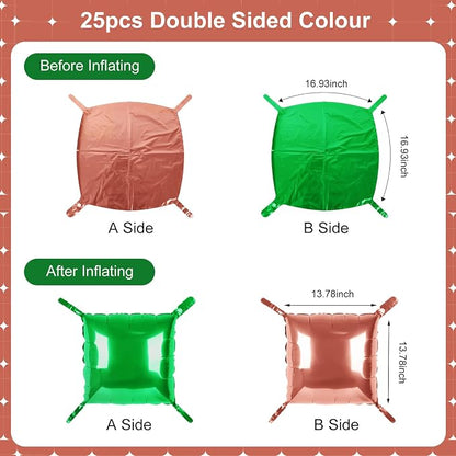 Green and Brown Square Foil Balloons 25 Pcs Metallic Green and Brown Balloons - Image 7