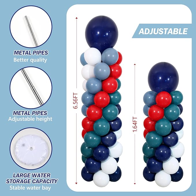 Blue Red White Balloon Column Stand Kit of 2 - Image 4