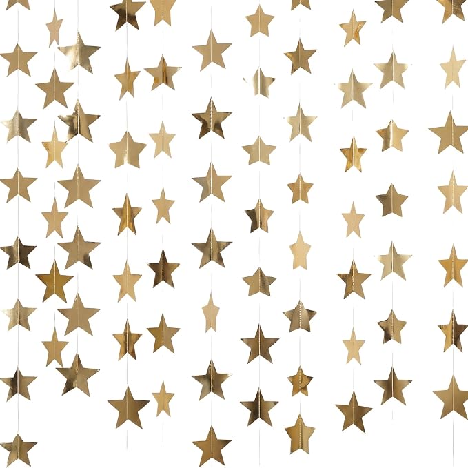 Spakon 65 Feet Glitter Star Paper Garland Banner Hanging Decoration Star by Aranorun