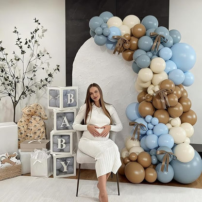 Dusty Blue Brown Balloon Arch Kit - Image 2