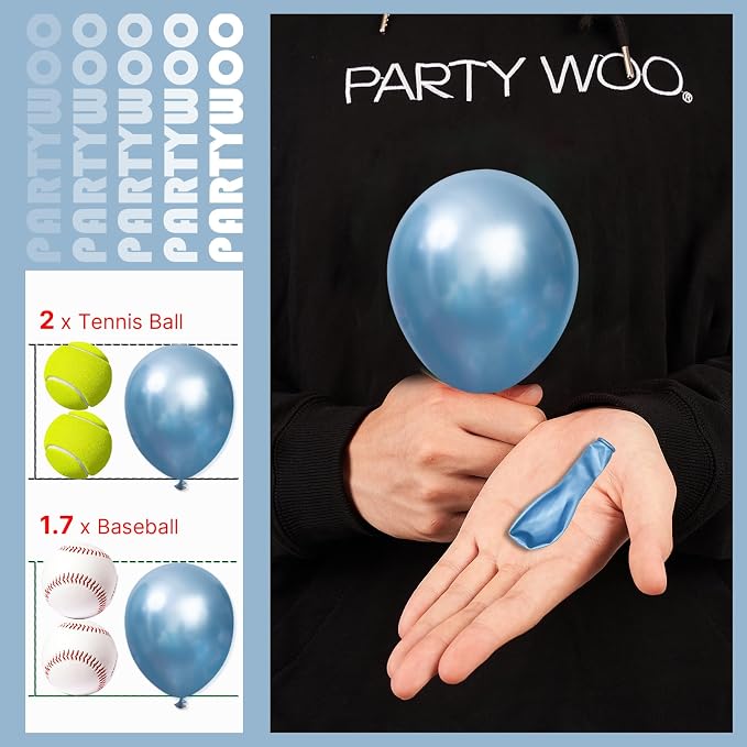 PartyWoo Metallic Light Blue Balloons 50pcs Metallic Baby Blue Color | Balloons - Image 3