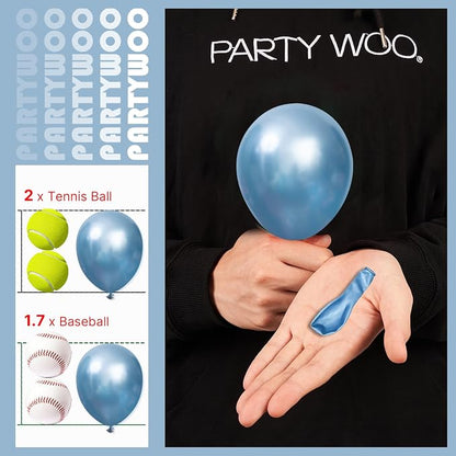PartyWoo Metallic Light Blue Balloons 50pcs Metallic Baby Blue Color | Balloons - Image 3