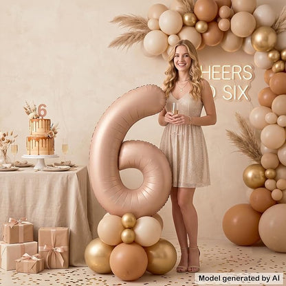 40 Inch Caramel Foil Number 6 Balloon - Image 3