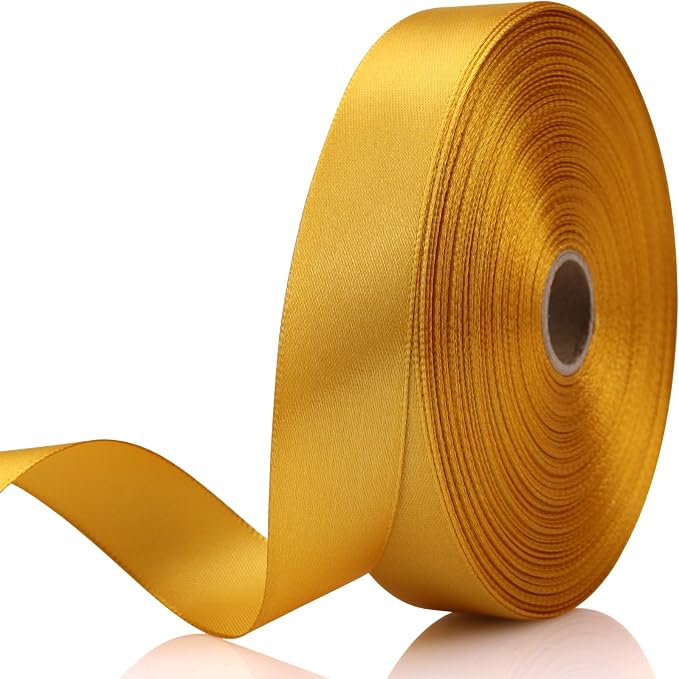 7/8 Inch 60 Yards Gold Satin Craft Ribbon-Single Face Polyester Ribbon by Unknown