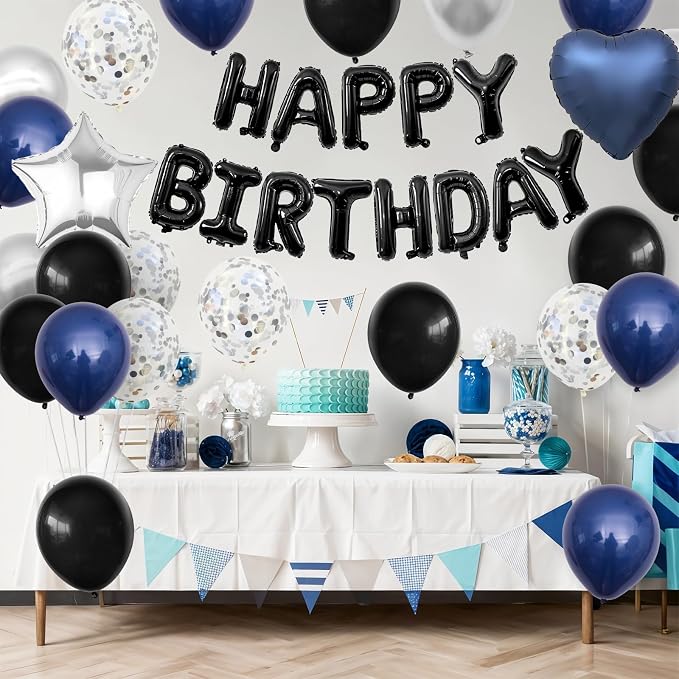 Navy Blue and Black Birthday Decorations - Image 7