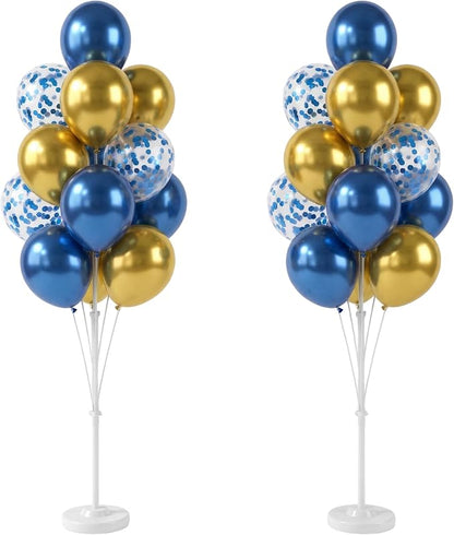 HIINS Metallic Blue Gold Balloon Column Kit Set of 2 by HiinsPartyDecoration