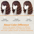 Nnzes Short Wavy Wig with Bangs for Women Shoulder Length Bob Curly Women's Charming Synthetic Natural Wavy Brown highlight Heat Resistant Hair for Daily Party Use