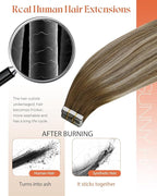 Sunny Hair Tape in Hair Extensions Medium Brown Balayage Blonde Tape in Hair Extensions Human Hair, 14 inch Remy Hair Extensions Tape in 20Pcs 50g