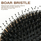 Bamboo Boar Bristle Hair Brush for Women, Men & Kids – Detangling Brush for All Hair Types (Fine, thin, Thick, Curly) Reduces Frizz & Breakage – Smoothing Shine & Health Hair Brush to Travel