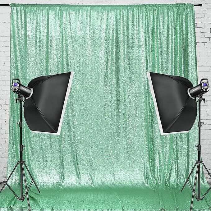 Eternal Beauty Mint Green 3mm Sequin Backdrop 20x10 Ft - Image 2