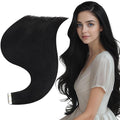 Full Shine Invisible Seamless Tape in Hair Extensions Real Human Hair 22Inch Color 1 Jet Black Double Sided Tape in Extensions Skin Weft 20Pcs 50 Gram Add Length for Wedding Natural Straight