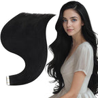 Full Shine Human Hair Tape in Extensions 20Inch Black Seamless Tape in Hair Extensions 50Grams Tape in Hair Extensions Real Human Hair 20Pcs Seamless Skin Weft Hair Extensions