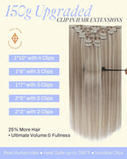 Full Shine Clip in Hair Extensions Real Human Hair 150 G Ash Blonde Highlighted Bleach Blonde Remy Human Hair Extensions Clip ins for Women Natural Human Hair 20 Inch 7 Pcs