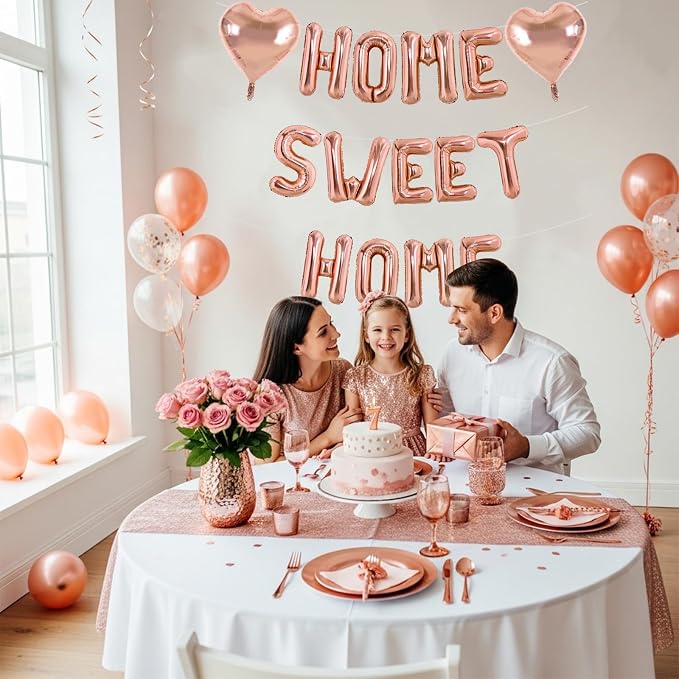 TONIFUL 16 Inch Rose Gold HOME SWEET HOME Letter Balloon - Image 4