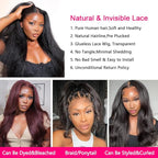 GOLFMAX 32 Inch Kinky Straight Lace Front Wigs Human Hair Yaki Straight Human Hair Wigs For Black Women 13x4 Transparent HD Lace Frontal Wig Pre Plucked With Baby Hair