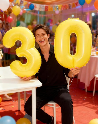 Yellow Number 0 Balloon 40 inch, Balloon numbers party supplies, deco photo - Image 5