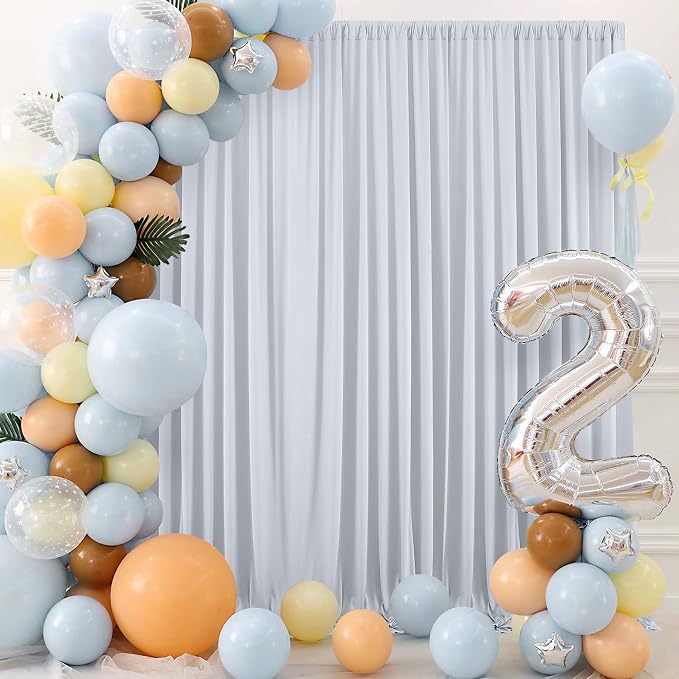 10 ft x 8 ft Wrinkle Free Silver Backdrop Curtain - Image 4