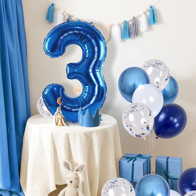 Navy Blue 3rd Birthday Balloon - Image 6