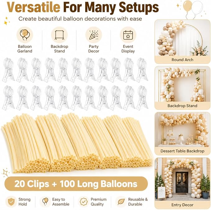 20 Pack Balloon Arch Clips and Rubber Bands - Image 2