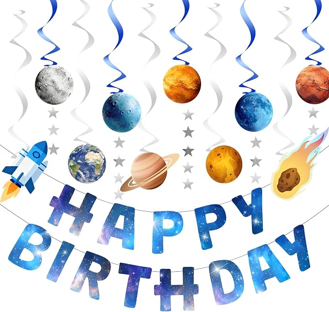 Outer Space Party Decorations, Happy Birthday Galaxy Banner, Solar System - Image 7
