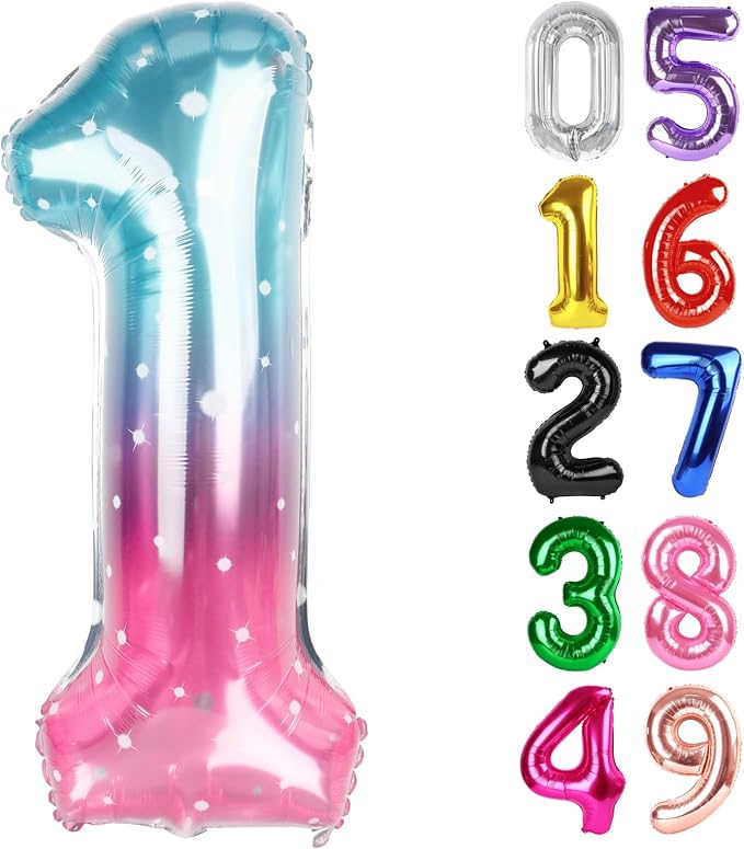 Starry Sky Number 1 Balloon 40 Inch, 1st Birthday Decorations Men Women | Foil by IWERP