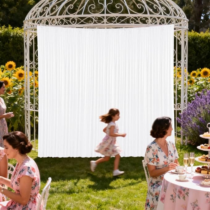 4×8FT-2PCS White Sequin Backdrop Curtains Panels, Photography Backdrop Glitter - Image 3