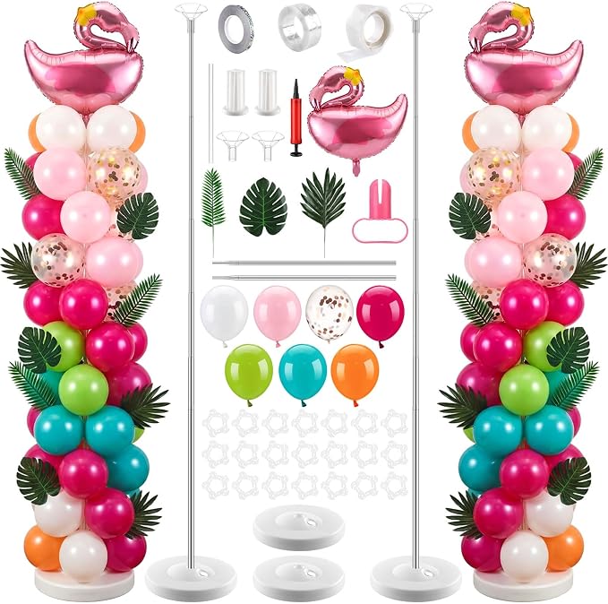 Hungdao 2 Sets Tropical Flamingo Balloon Column Stand Kit 6.5 ft Adjustable by Hungdao