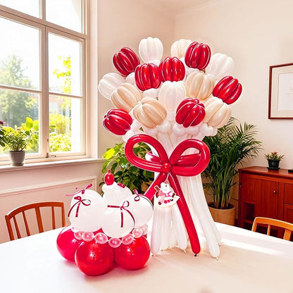 260 Red Long Balloons for Balloon Garland Thickening Skinny Latex Twisting - Image 7