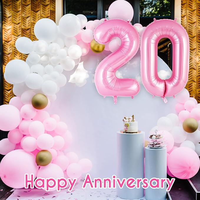 Pink Number 20 Balloon, 40 Inch Big Large Foil Helium Number Balloons, Giant - Image 6