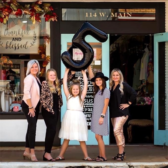 Black Number 40 Birthday Balloons, 40 Inch Large Black Mylar Foil Number 4 and - Image 4