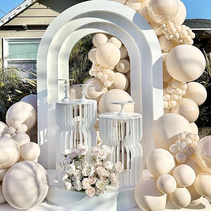 134Pcs Sand White Balloons Different Sizes 5 10 12 18 Inch sand white Latex - Image 7