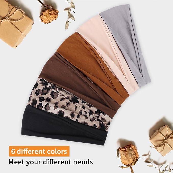 Wide Headbands for Women Trendy Women's Hair Bands Non Slip Yoga Workout Head Bands for Everyday Fashion Hair Accessories Band 6 Pack