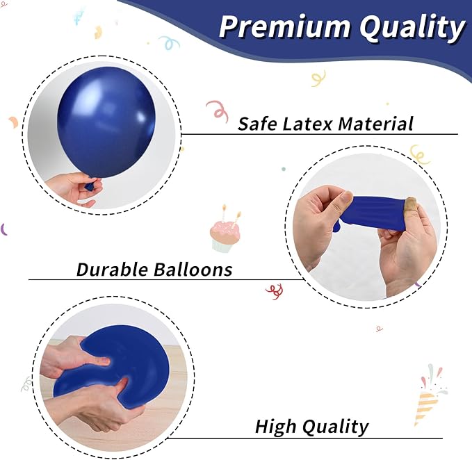 Blue and Black Balloons, for Boys Birthday Baby Shower Graduate Blue and Black - Image 3