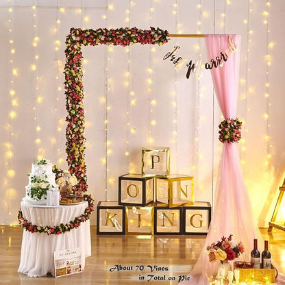 Artificial Flower Garland 8pcs 8.2ft Rose Vine Decor, Champagne Flower | - Image 8