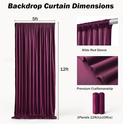 10ft×12ft Burgundy Backdrop Curtains - Image 4