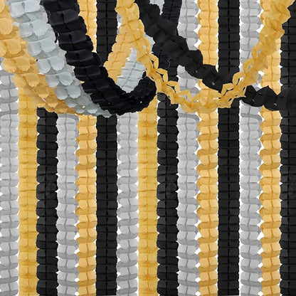 Black-Gold Silver Party-Decorations Streamers Garland - 157Ft Graduation by Hugtmr