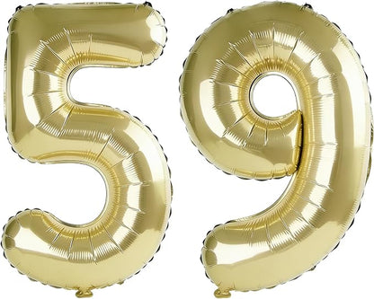 40 Inch Number 59 Balloons for 59th Birthday Party Decorations, 0-100 Champagne by FOBELEC