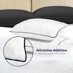Kickoff Viscose Bamboo Pillowcase, Queen, Set of 2, 100% Organic Hidden Zippered Viscose Bamboo Pillow Case Queen Size, Cooling Pillow Cover for Hot Sleepers (20"x30", Trimmed, Onyx Black)