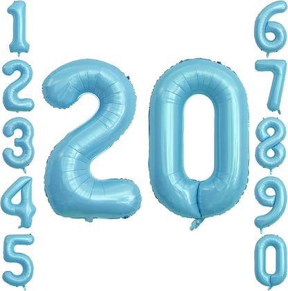 Pearlescent Blue Number 20 Balloon 40 Inch, Giant Light Blue Mylar Foil 20th by Unknown