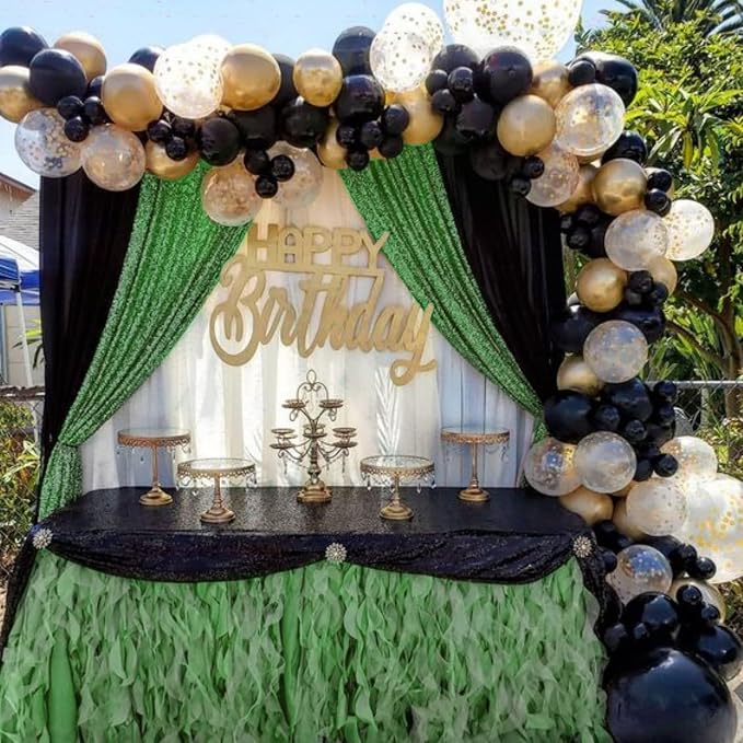 Green Sequin Backdrop Curtains 2 Panels 2FTx8FT Christmas Party Backdrop | - Image 2