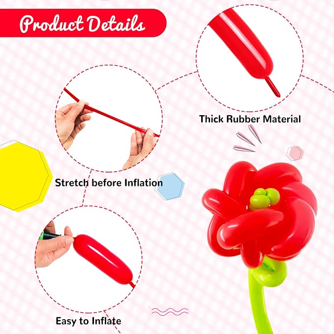 100Pcs Red 260 Balloons, Long Balloon - Image 3