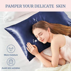 BEDELITE Satin Pillowcase for Hair and Skin, Super Soft Similar to Silk Pillow Cases 4 Pack with Envelope Closure, Cooling Pillowcases for Women Men (20"x26" Standard Size, Navy)