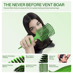 COCCO Aura Vent Boar Brush | Vented Dual-Curved Design for Faster Drying, Effortless Detangling & Shine, Boar + Nylon Bristles, Ergonomic Comfort Handle for Wet & Dry Hair Styling - Green