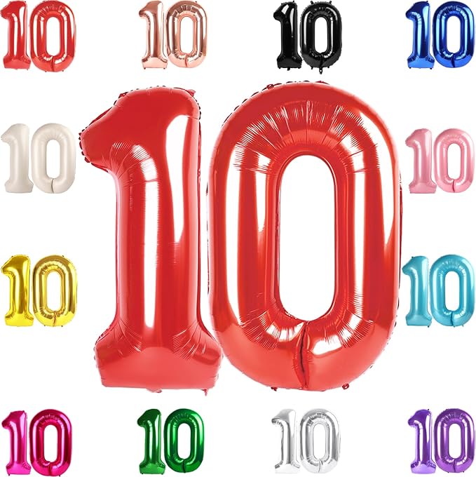 Red Number 10 Balloon 40 Inch by IWERP