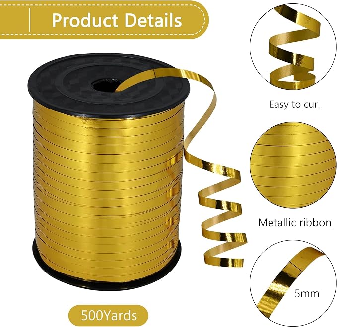 500 Yards Gold Shiny Metallic Curling Ribbon - Image 2
