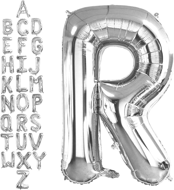 40 Inch Silver Letter R Balloons, DIY Phrase Foil Alphabet Letter R Balloons by LHOAVWE