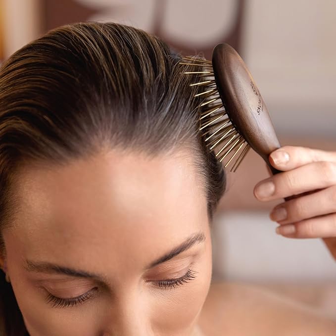 Gua Sha Hair & Scalp Brush: Infrared Walnut Edition